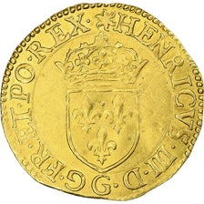 Francja, Henri III, Écu d'or au soleil, 1578, Poitiers, 3rd type, AU(50-53)
