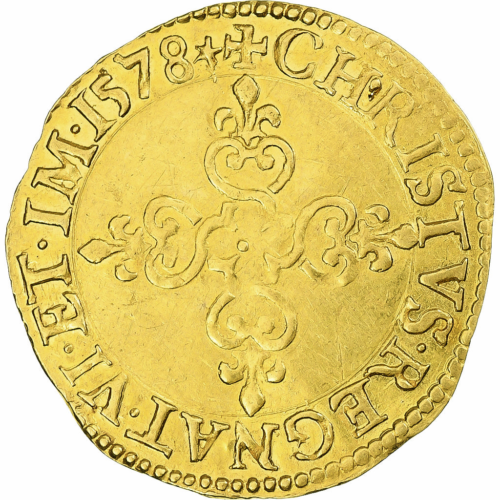 Francja, Henri III, Écu d'or au soleil, 1578, Poitiers, 3rd type, AU(50-53)