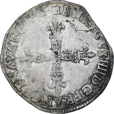 Francja, Henri IV, 1/4 Ecu de Béarn, 1605, Pau, VF(30-35), Srebro, Gadoury:603