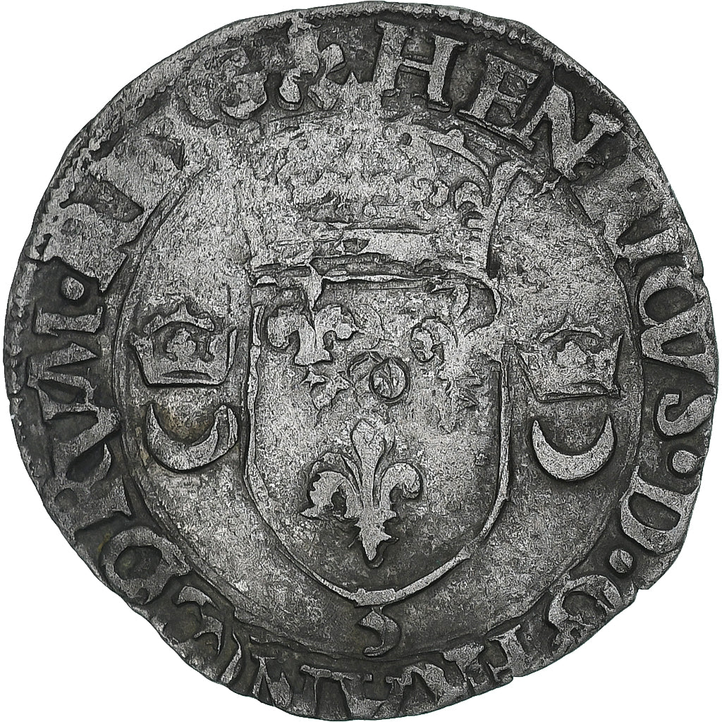 France, Henri II, Douzain aux croissants, 1549, Grenoble, EF(40-45), Billon