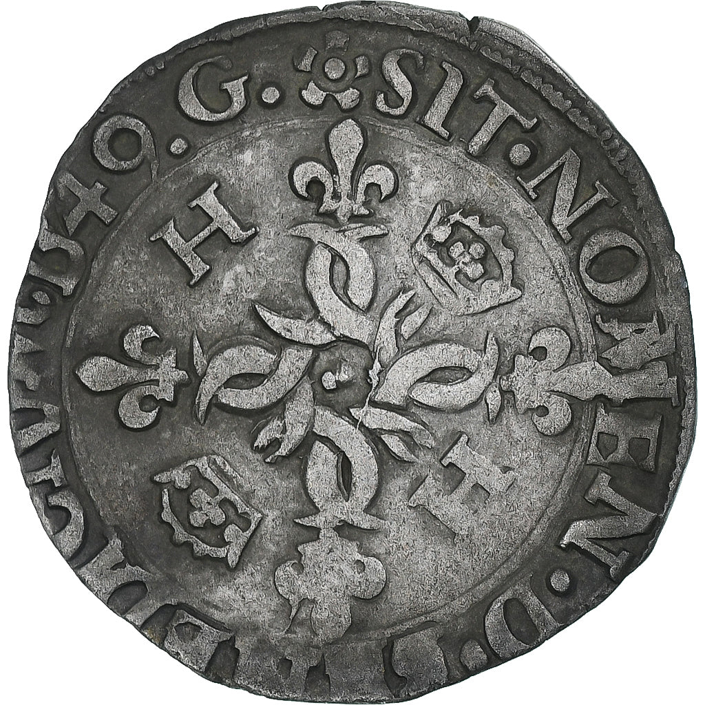 France, Henri II, Douzain aux croissants, 1549, Grenoble, EF(40-45), Billon
