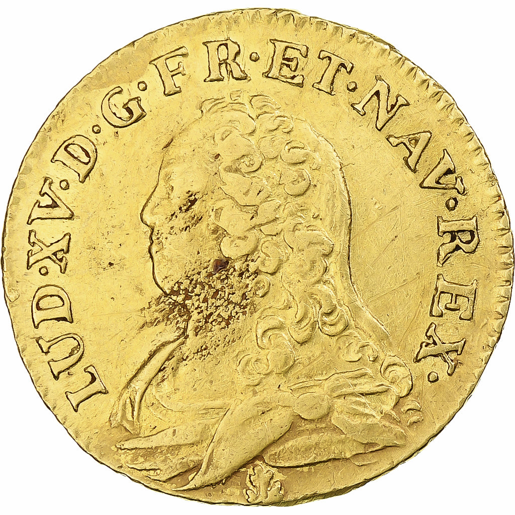 Francia, Louis XV, Louis d'or aux lunettes, 1733, Riom, Oro, BB, Gadoury:340