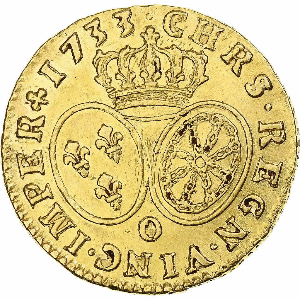 Francia, Louis XV, Louis d'or aux lunettes, 1733, Riom, Oro, BB, Gadoury:340