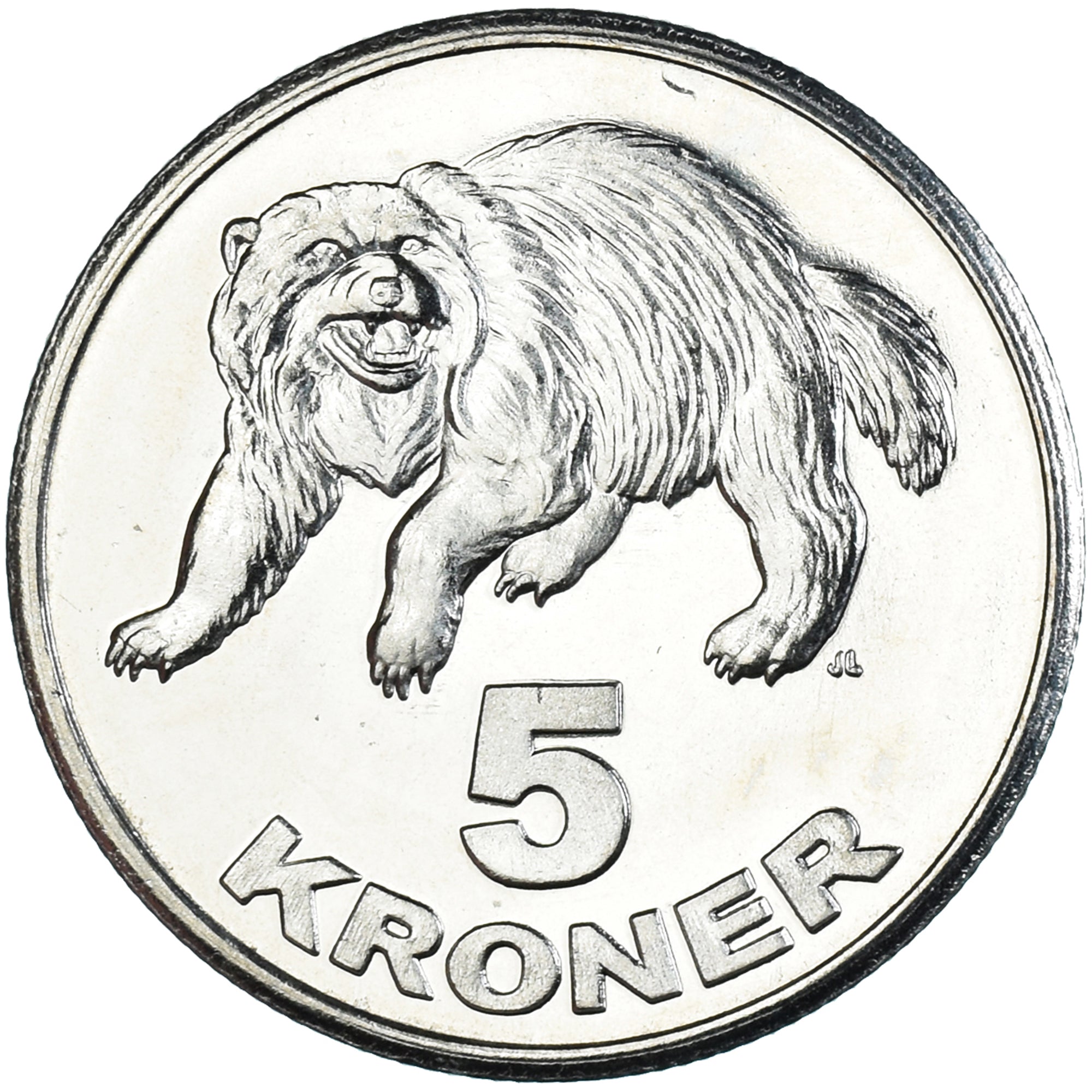 Coin, Groenland, 5 Kroner, 2010, KALAALLIT NUNAAT, MS(65-70), Cupronickel