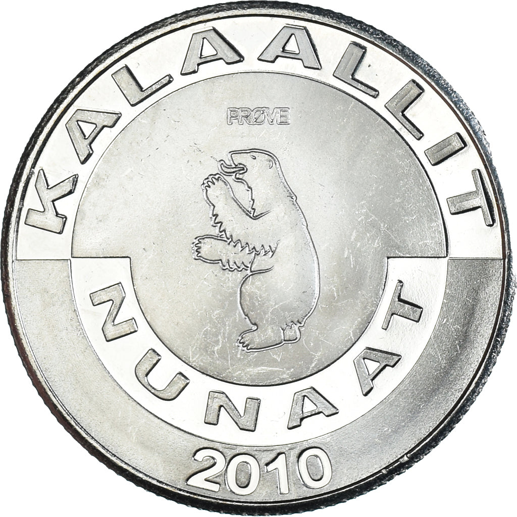 Coin, Groenland, 5 Kroner, 2010, KALAALLIT NUNAAT, MS(65-70), Cupronickel