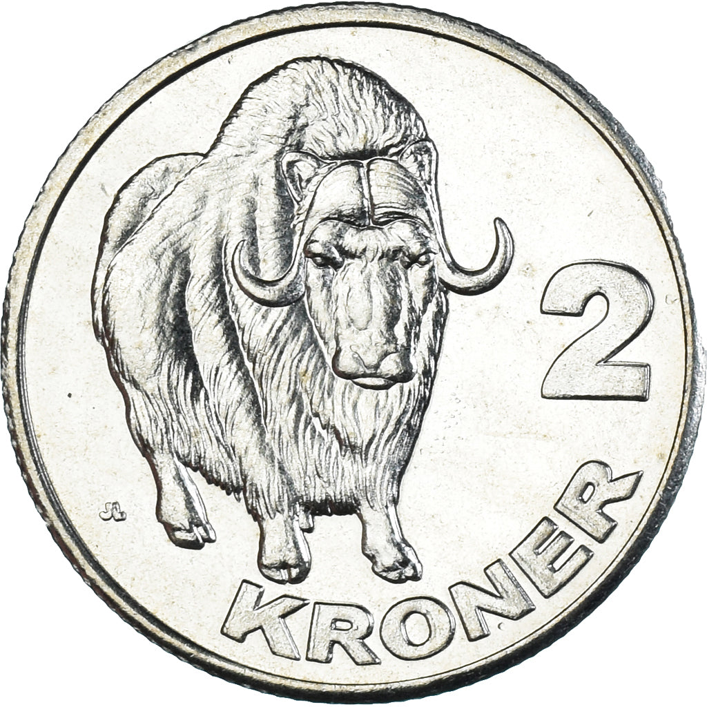 Münze, Groenland, 2 Kroner, 2010, Bœuf musqué., UNZ, Cupronickel
