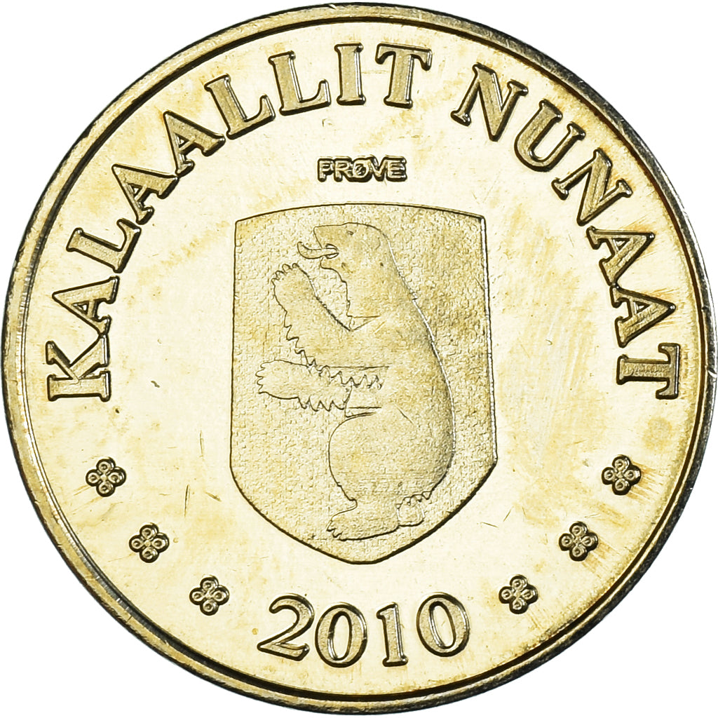 Coin, Groenland, 10 Kroner, 2010, Morse., MS(63), laiton