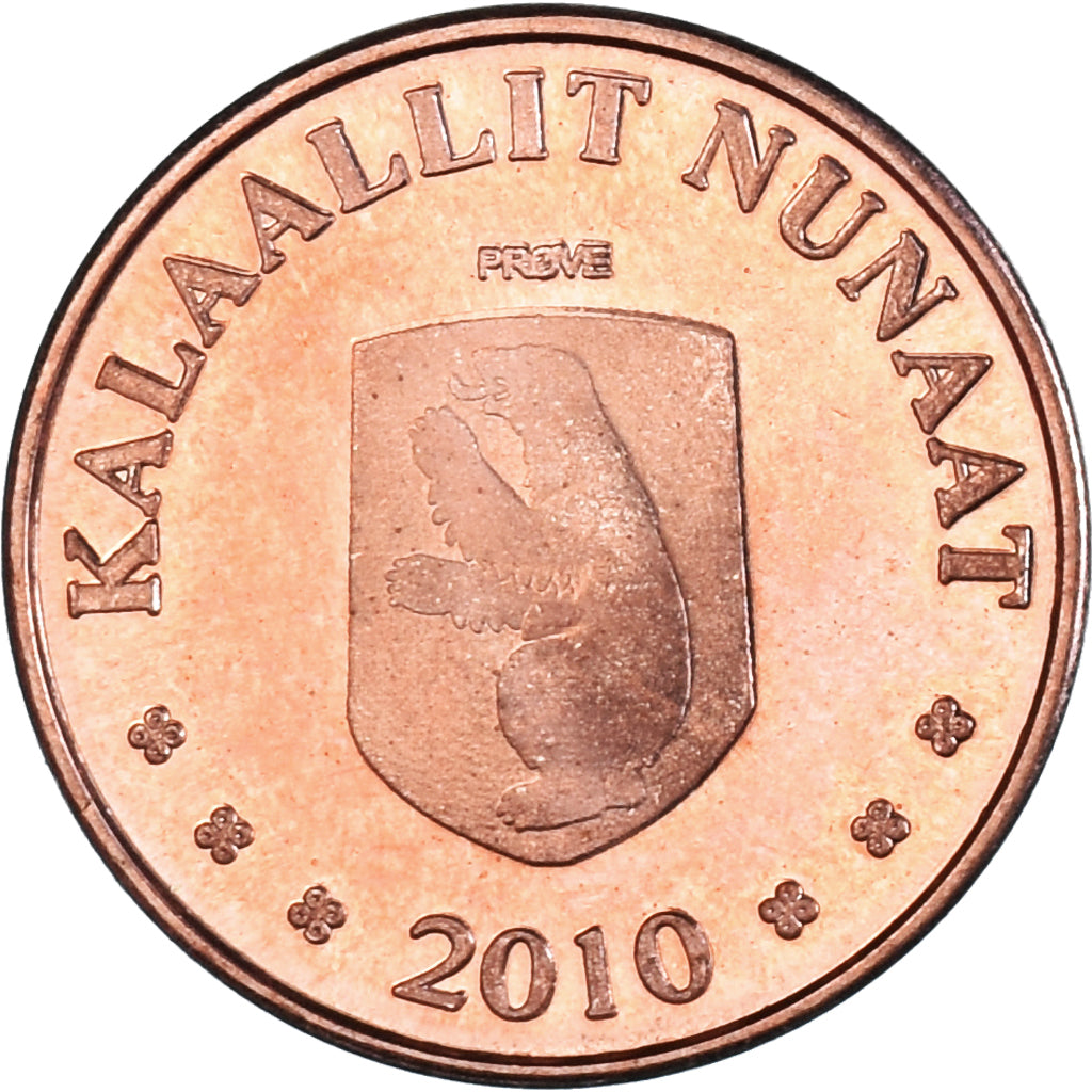 Coin, Groenland, 25 Öre, 2010, Lièvre arctique., MS(63), Cuivre