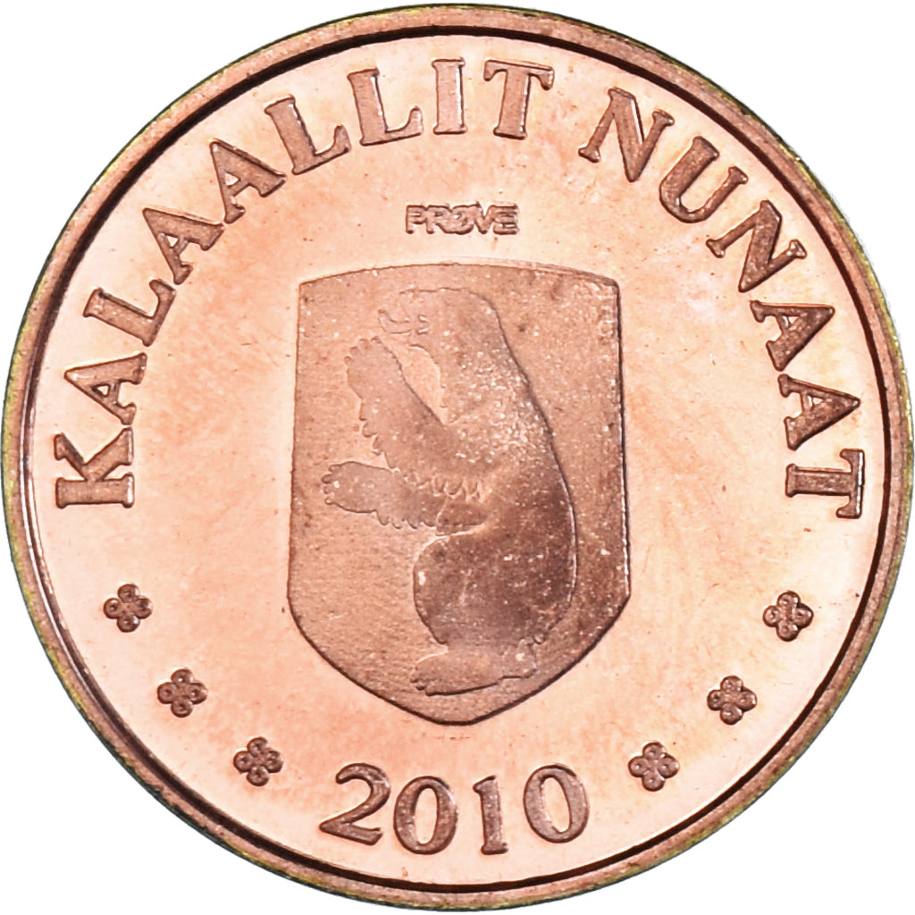 Coin, Groenland, 25 Öre, 2010, Lièvre arctique., MS(63), Cuivre