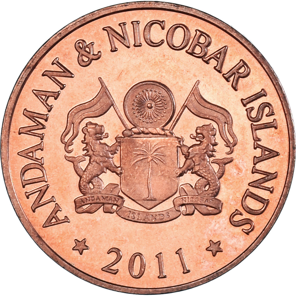 Coin, India, 50 Paise, 2011, îles Andaman et Nicobar., MS(63), Cuivre recouvert
