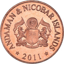 Coin, India, 50 Paise, 2011, îles Andaman et Nicobar., MS(63), Cuivre recouvert