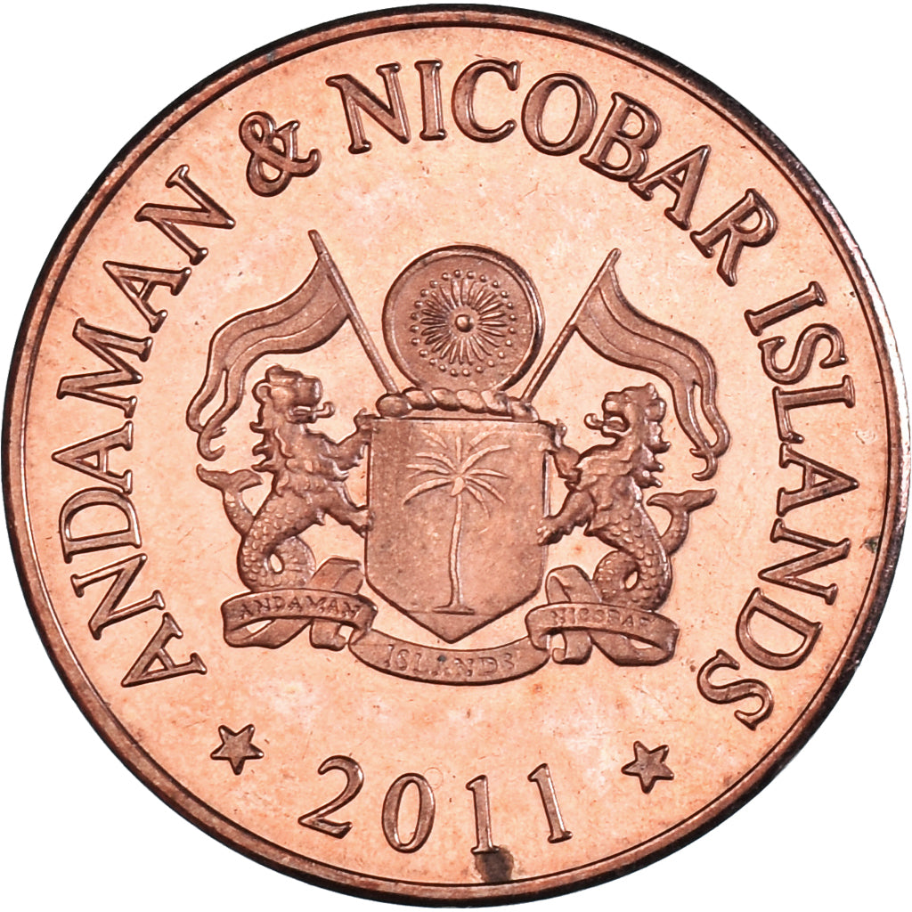 Coin, India, 50 Paise, 2011, îles Andaman et Nicobar., MS(63), Cuivre recouvert