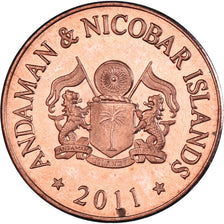 Coin, India, 50 Paise, 2011, îles Andaman et Nicobar., MS(63), Cuivre recouvert
