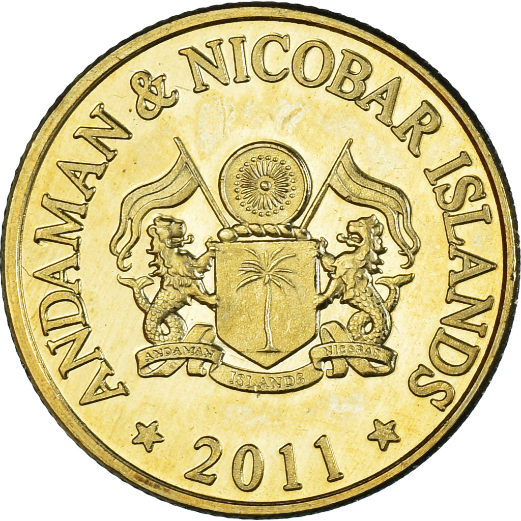 Moneda, India, 5 Rupees, 2011, îles Andaman et Nicobar., SC, laiton