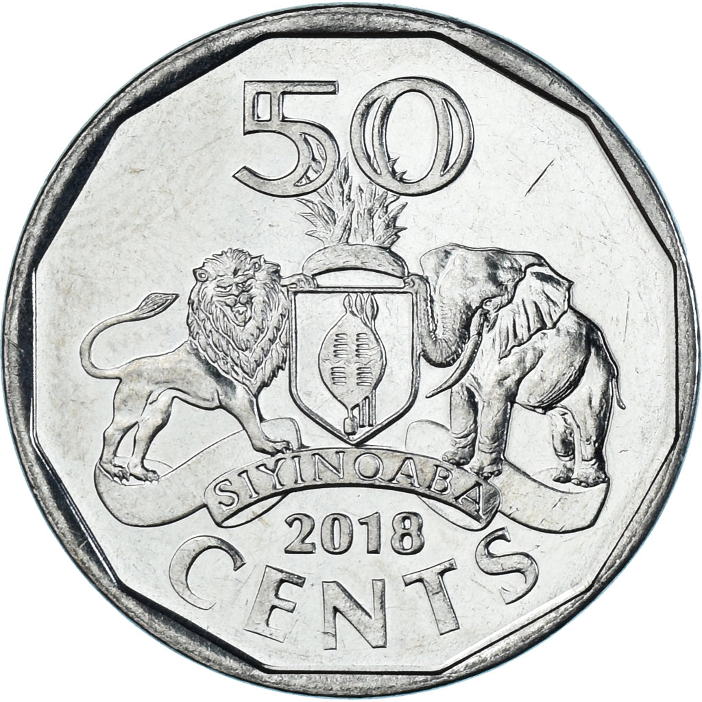 Coin, Swaziland, 50 Cents, 2018, ESWATINI, MS(63), Stainless Steel
