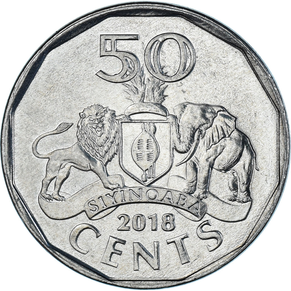 Coin, Swaziland, 50 Cents, 2018, ESWATINI, MS(63), Stainless Steel