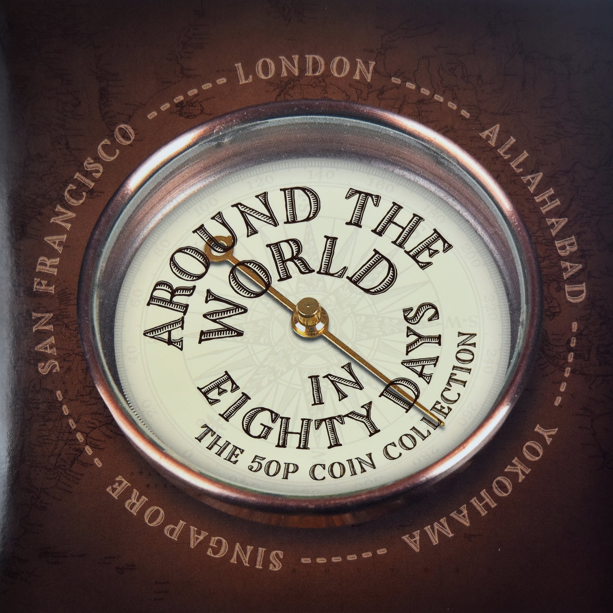 Guernsey, Set 5x 50 Pence, Around the World in 80 Days, 2022, BU, Cupronickel