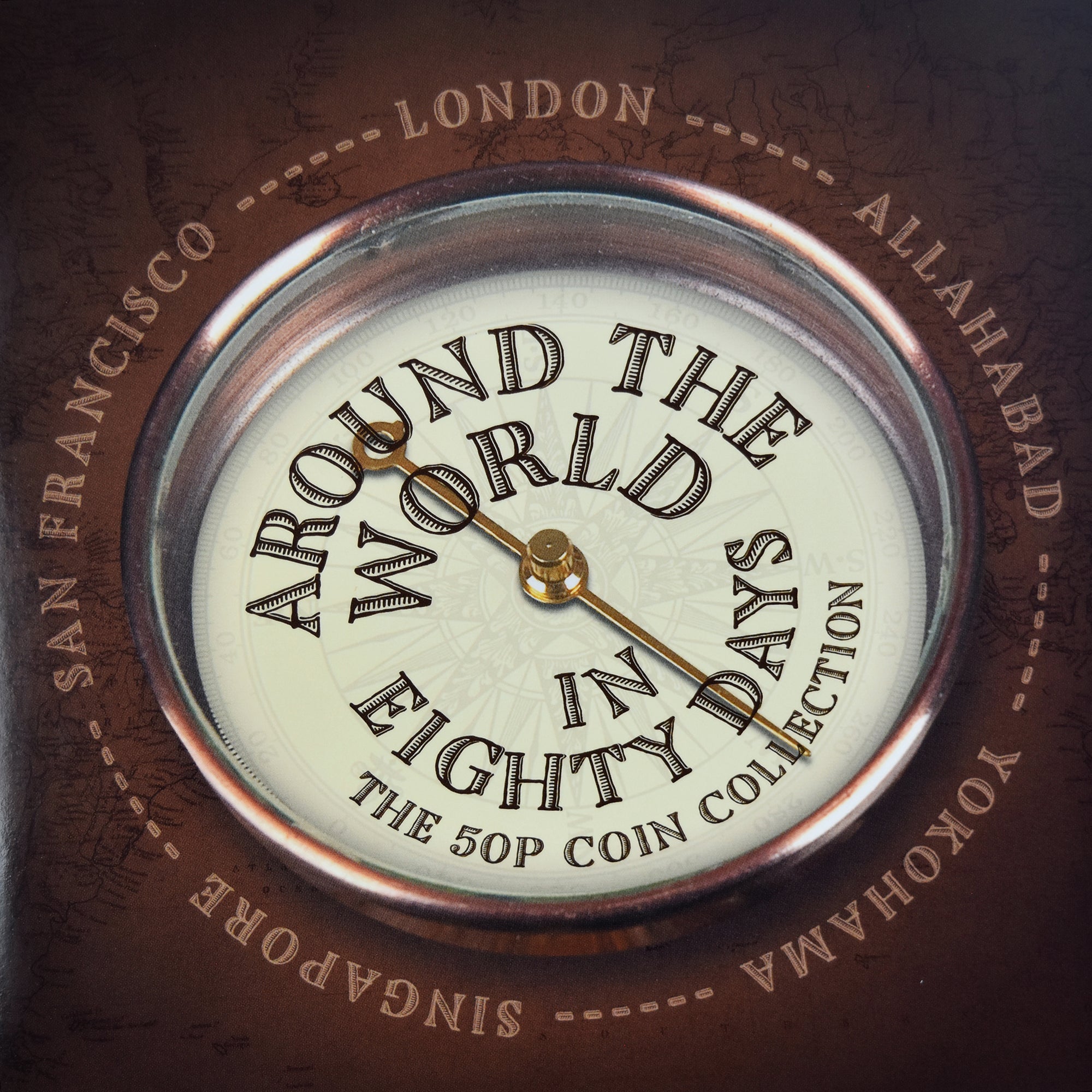 Guernsey, Set 5x 50 Pence, Around the World in 80 Days, 2022, BU, Cupronickel