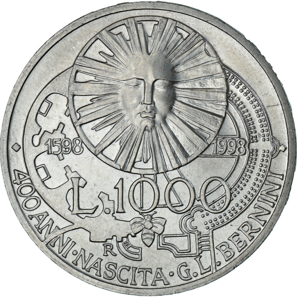 Coin, Italy, 1000 Lire, 1998, Rome, 400ème anniversaire de la naissance de Gian