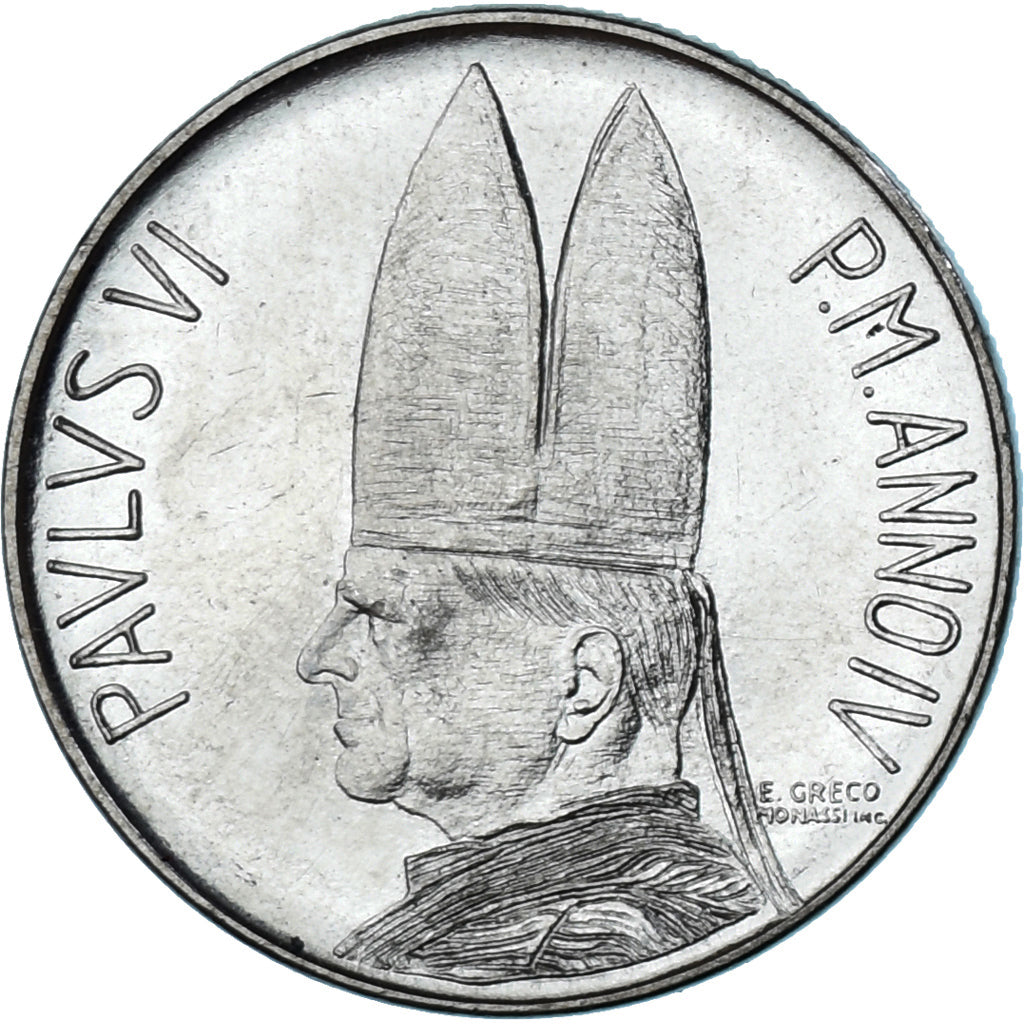 Münze, Vatikanstadt, Paul VI, 50 Lire, 1966, UNZ, Stainless Steel, KM:89