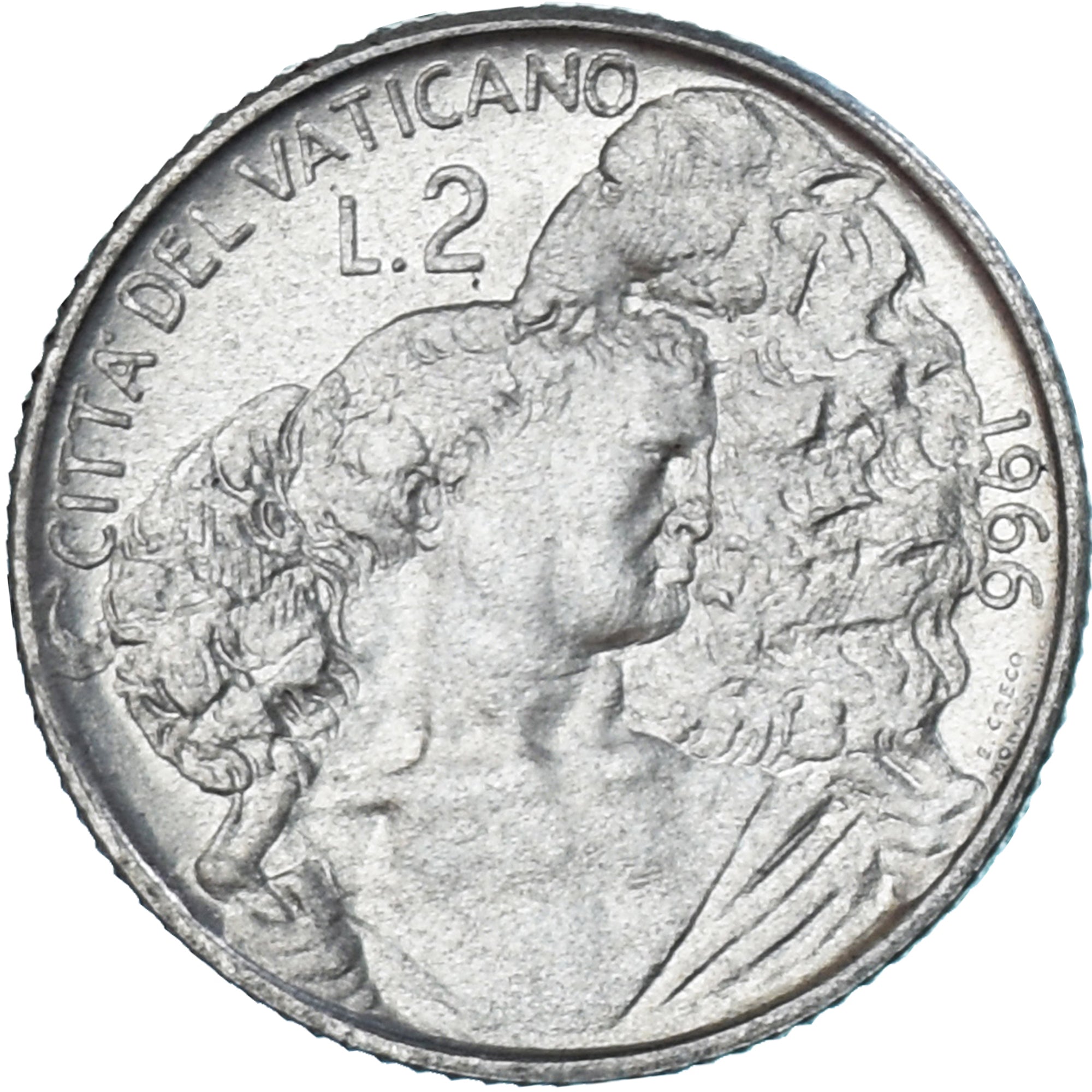 Münze, Vatikanstadt, Paul VI, 2 Lire, 1966, UNZ, Aluminium, KM:85