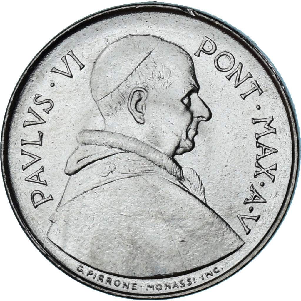 Moneta, PAŃSTWO WATYKAŃSKIE, Paul VI, 50 Lire, 1967, MS(63), Stal nierdzewna