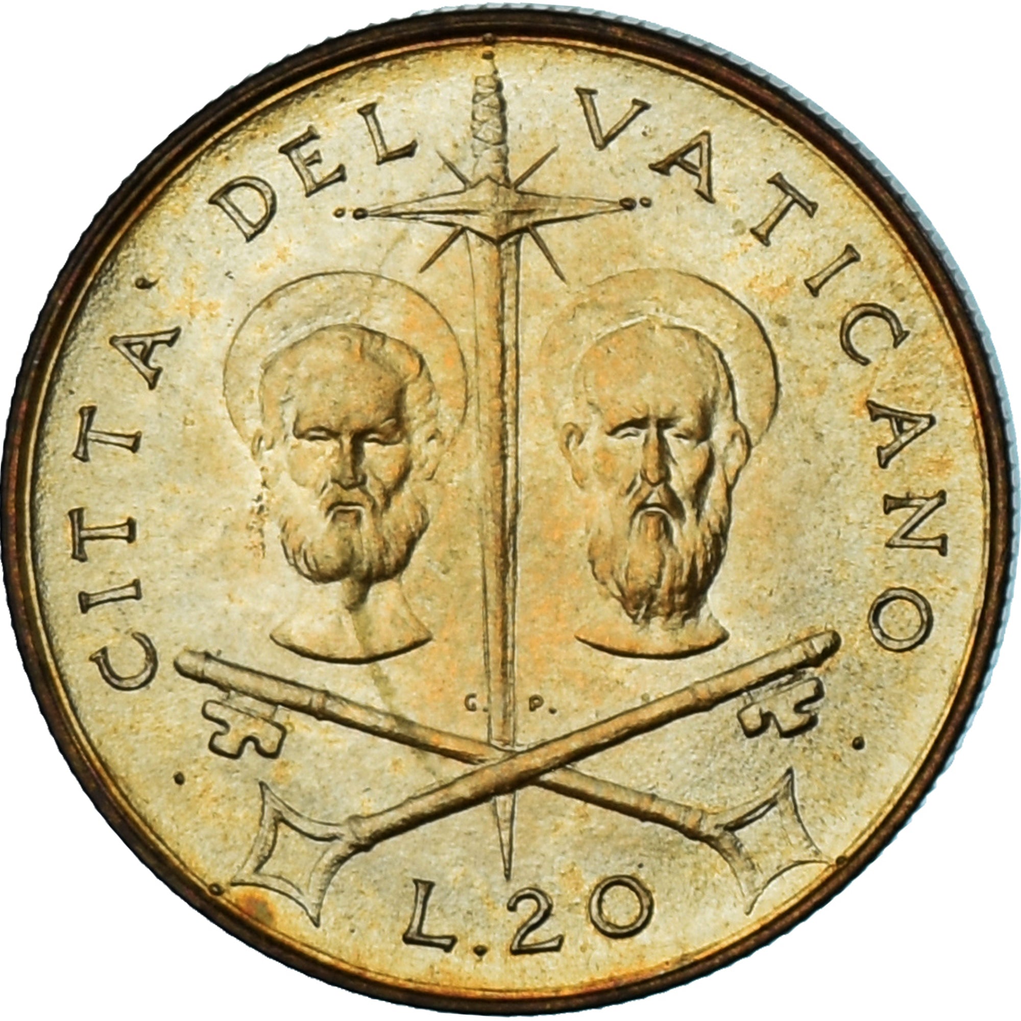 Coin, VATICAN CITY, Paul VI, 20 Lire, 1967, MS(63), Aluminum-Bronze, KM:96
