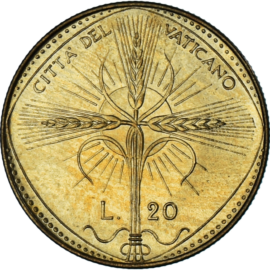 Moneda, CIUDAD DEL VATICANO, Paul VI, 20 Lire, 1968, Roma, SC, Aluminio -
