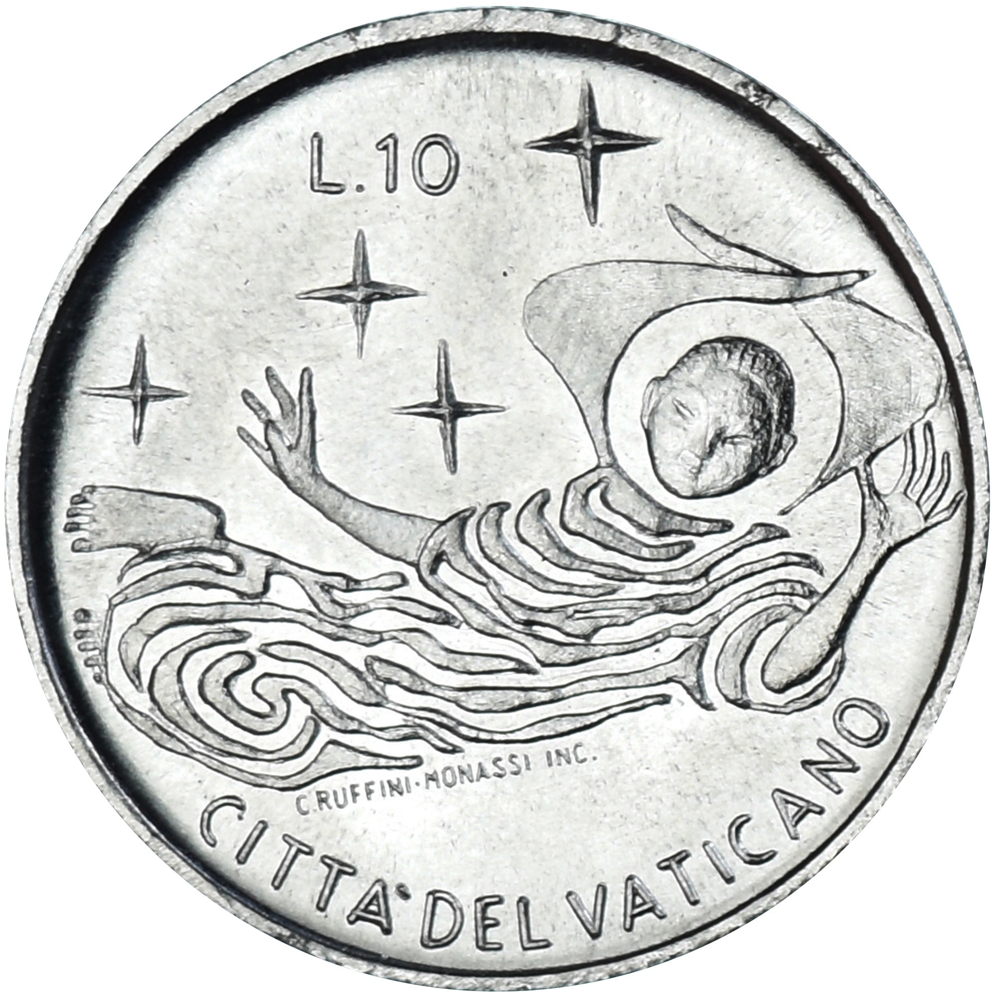 Münze, Vatikanstadt, Paul VI, 10 Lire, 1969, UNZ, Aluminium, KM:111