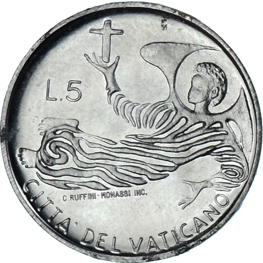 Moeda, CIDADE DO VATICANO, Paul VI, 5 Lire, 1969, Roma, MS(63), Alumínio