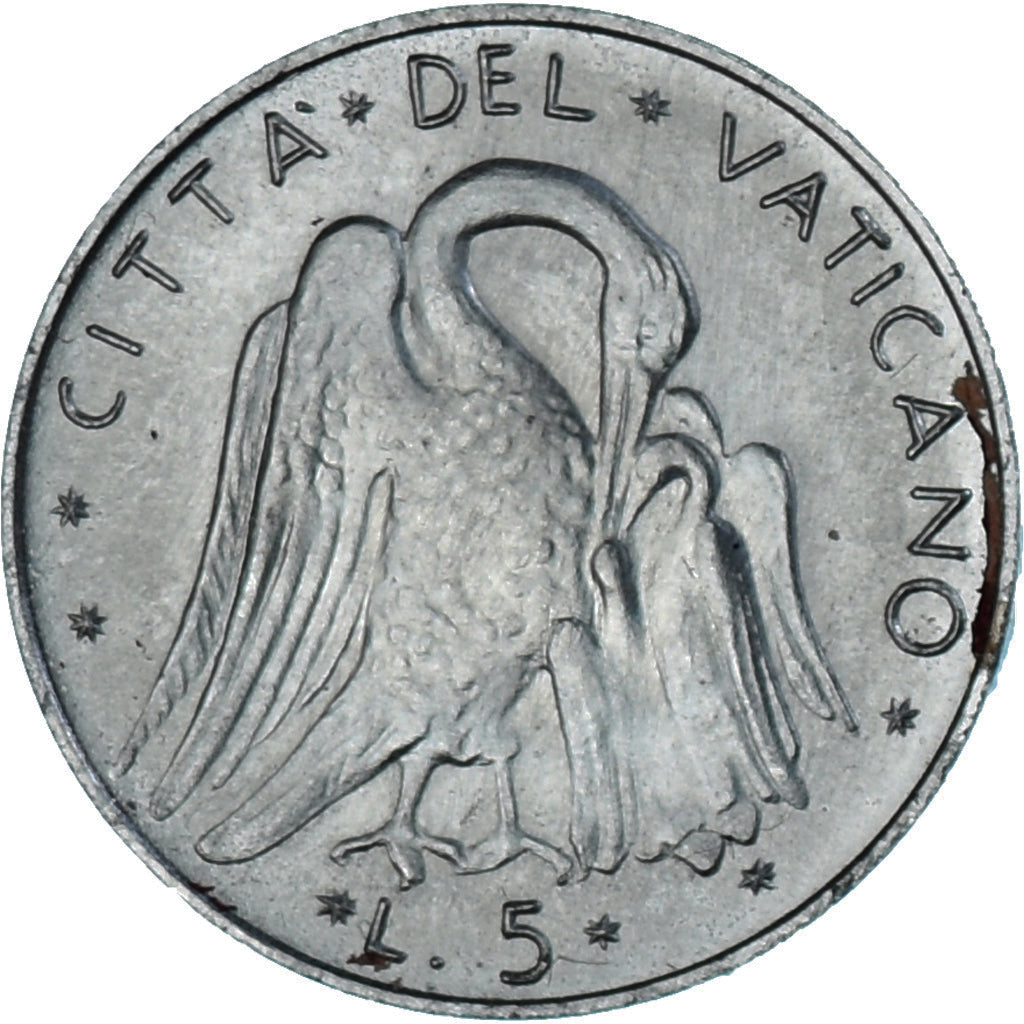 Moneta, PAŃSTWO WATYKAŃSKIE, Paul VI, 5 Lire, 1970, MS(63), Aluminium, KM:118