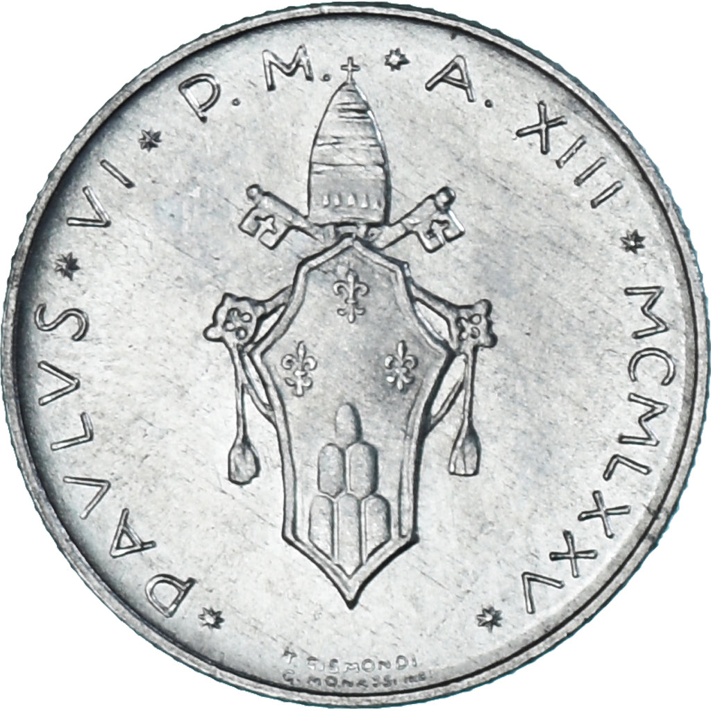 Moeda, CIDADE DO VATICANO, Paul VI, 2 Lire, 1975, MS(63), Alumínio, KM:117