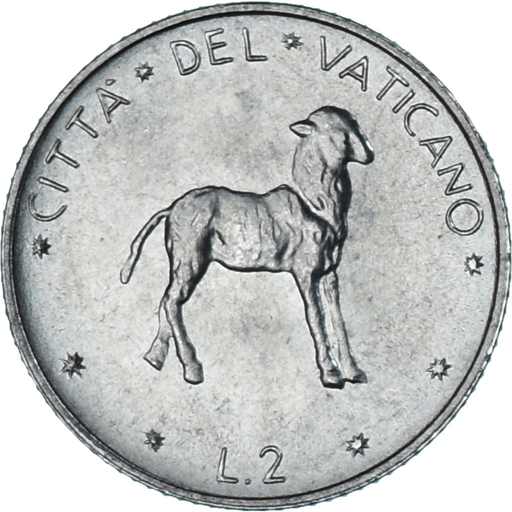 Moeda, CIDADE DO VATICANO, Paul VI, 2 Lire, 1975, MS(63), Alumínio, KM:117
