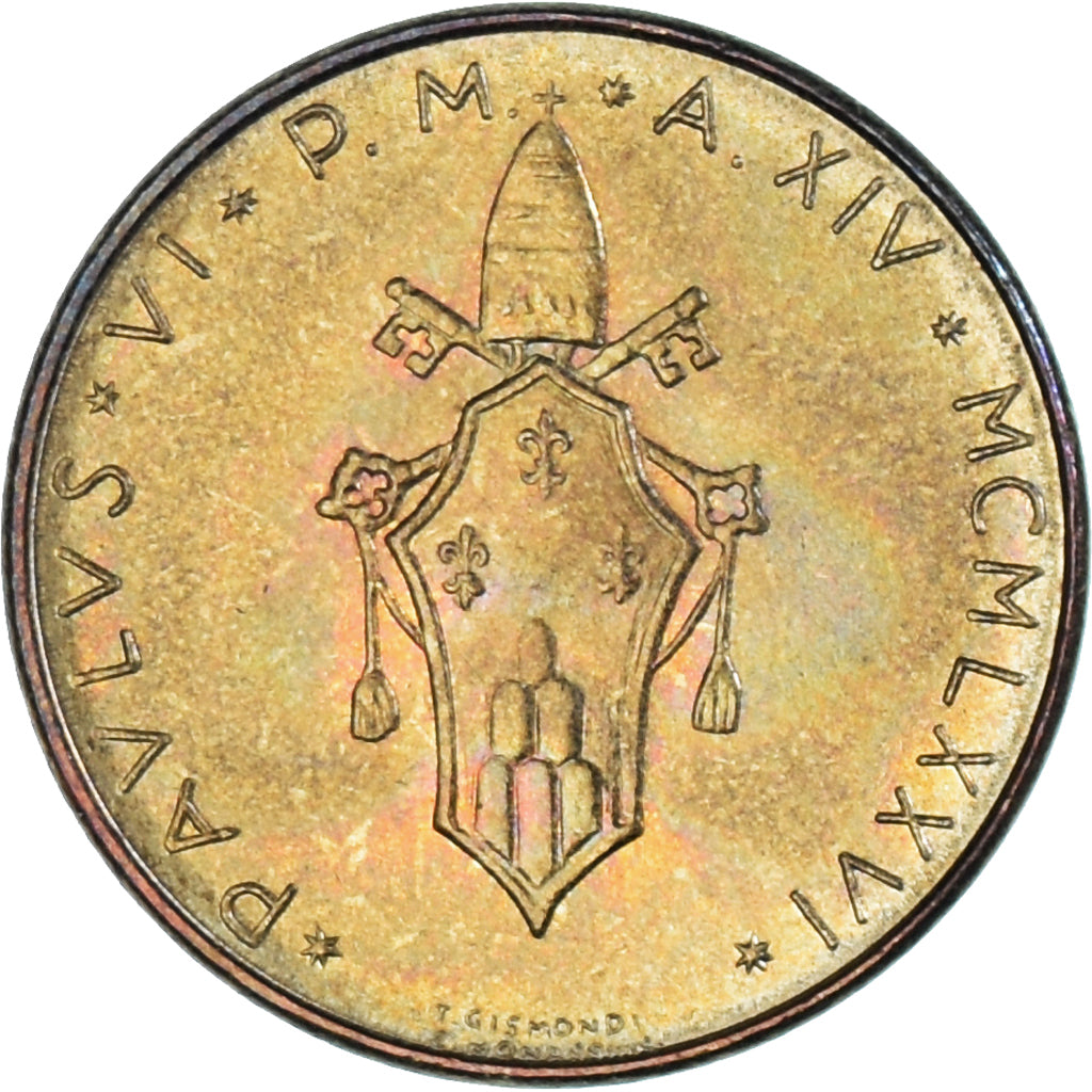 Moeda, CIDADE DO VATICANO, Paul VI, 20 Lire, 1976, Roma, MS(63)