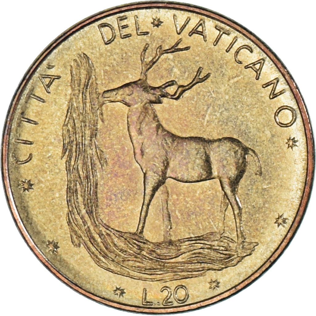 Moeda, CIDADE DO VATICANO, Paul VI, 20 Lire, 1976, Roma, MS(63)