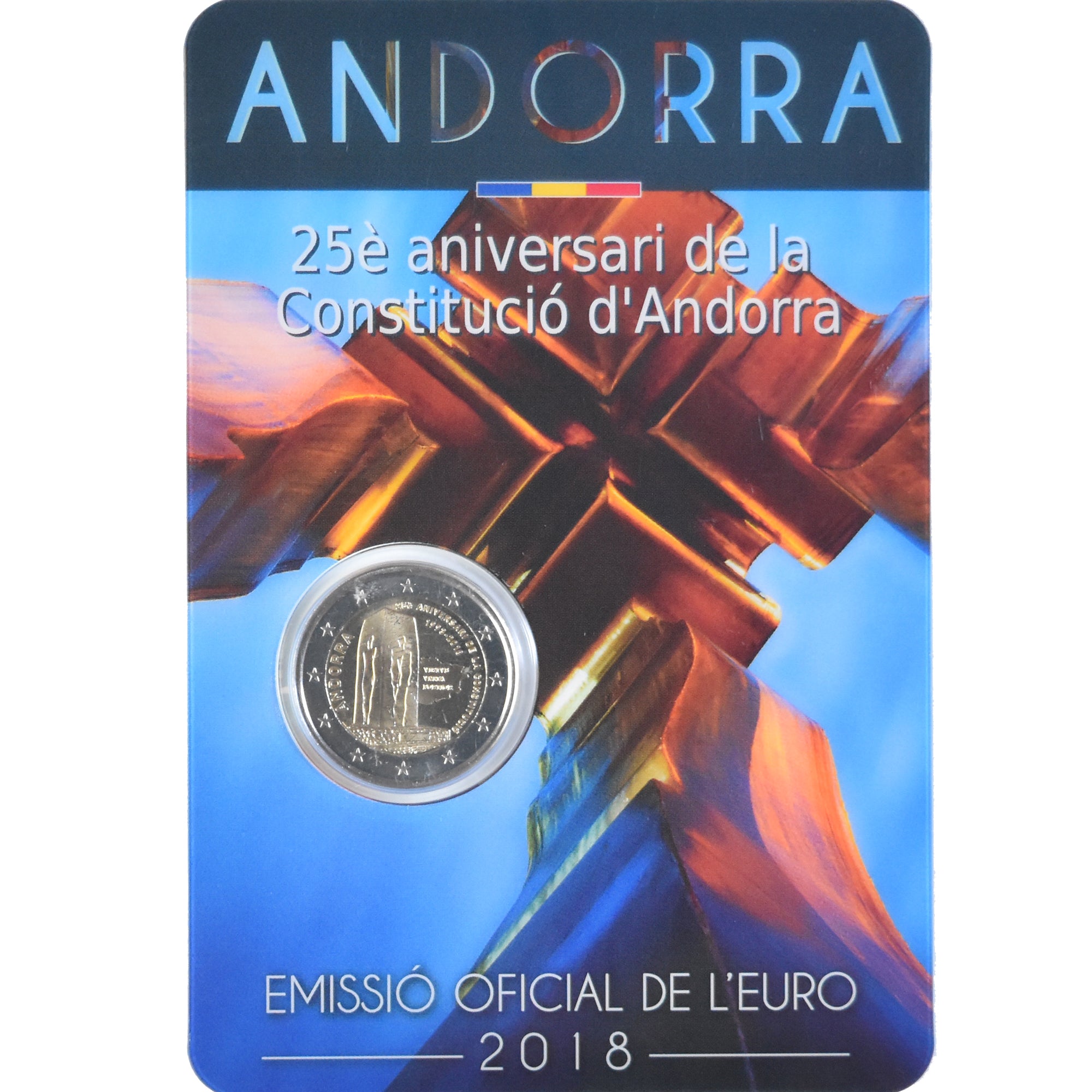 Andorra, 2 Euro, 25 years of Constitution, 2018, BU, MS(65-70), Bi-Metallic