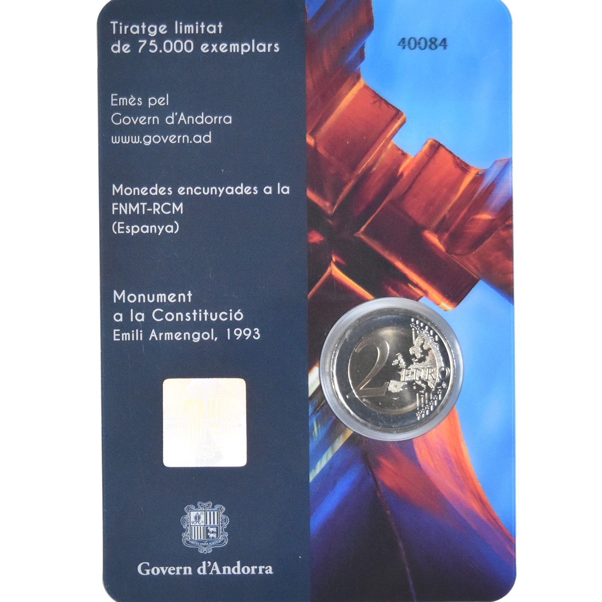 Andorra, 2 Euro, 25 years of Constitution, 2018, BU, MS(65-70), Bi-Metallic