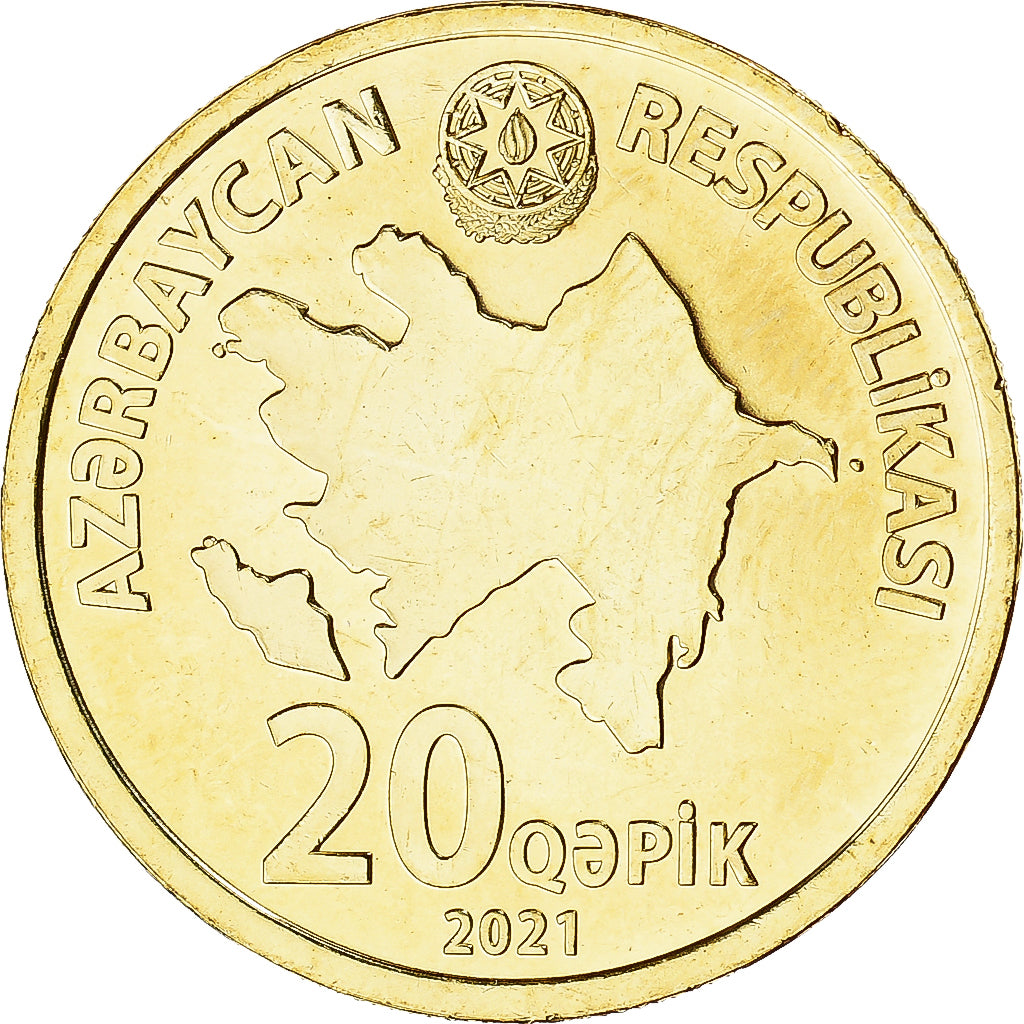 Coin, Azerbaijan, 20 Qapik, 2021, MS(63), laiton, KM:90