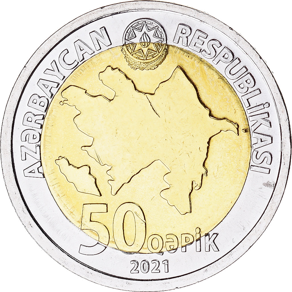 Coin, Azerbaijan, 50 Qapik, 2021, MS(63), Bi-Metallic