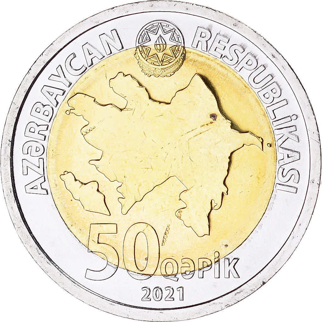 Moneta, Azerbaigian, 50 Qapik, 2021, SPL, Bi-metallico