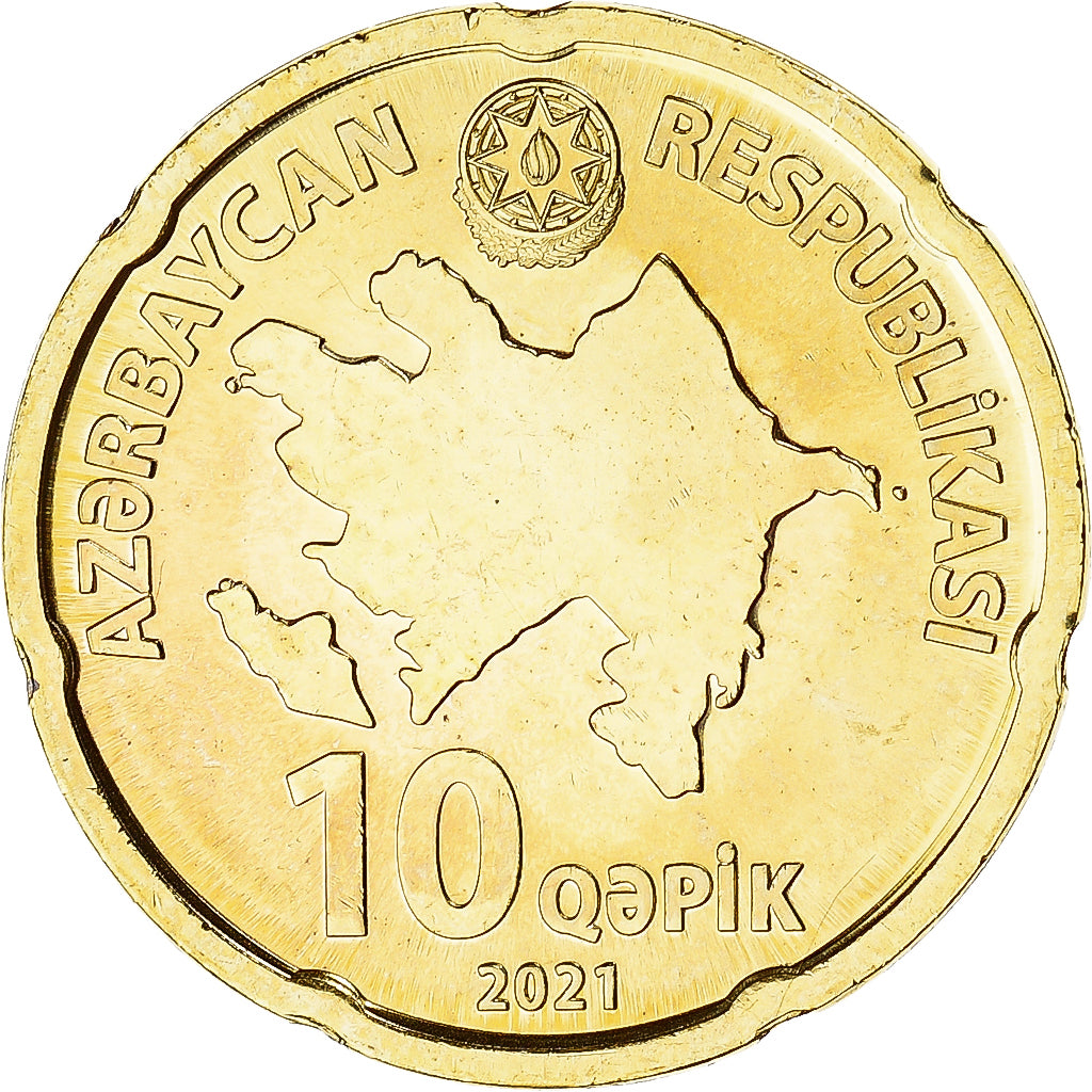 Coin, Azerbaijan, 10 Qapik, 2021, MS(63), Acier plaqué laiton