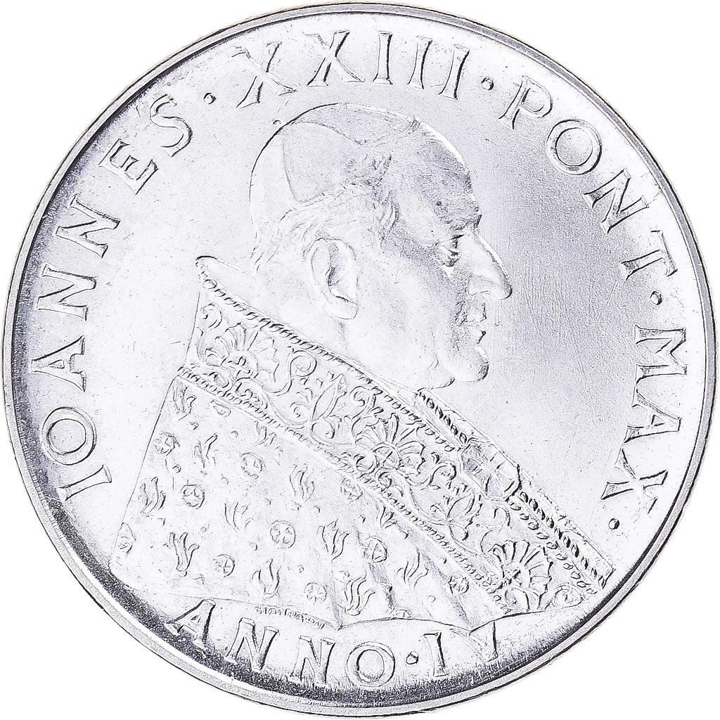 Moeda, CIDADE DO VATICANO, John XXIII, 50 Lire, 1962, MS(63), Aço Inoxidável