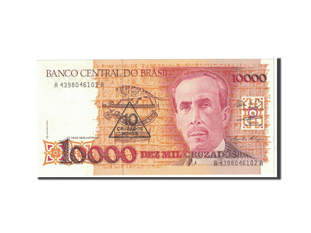 Banknote, Brazil, 10 Cruzados Novos on 10,000 Cruzados, 1989, Undated, KM:218b