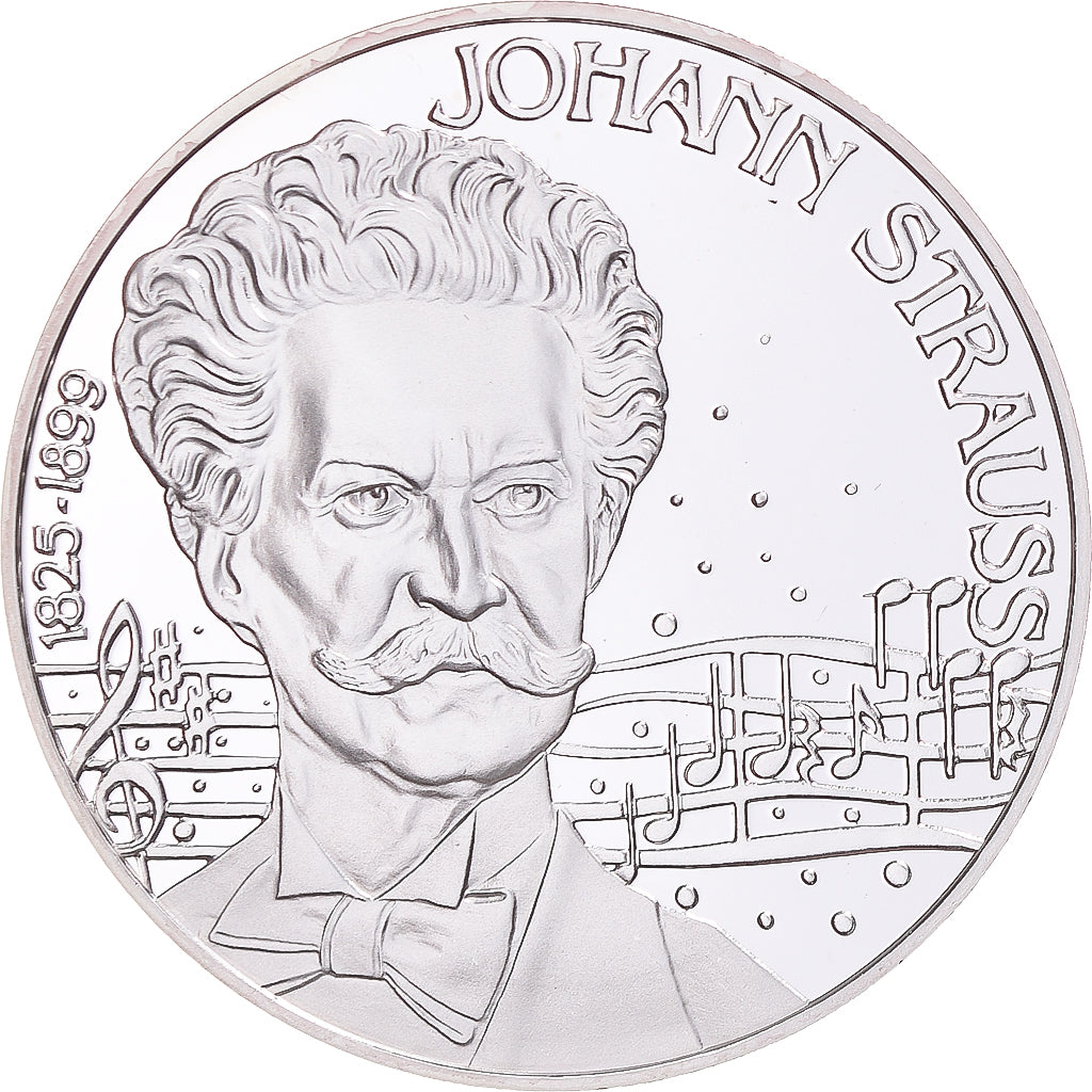 Munten, Oostenrijk, 25 Ecu, 1995, Strauss.BE, FDC, Zilver, KM:23