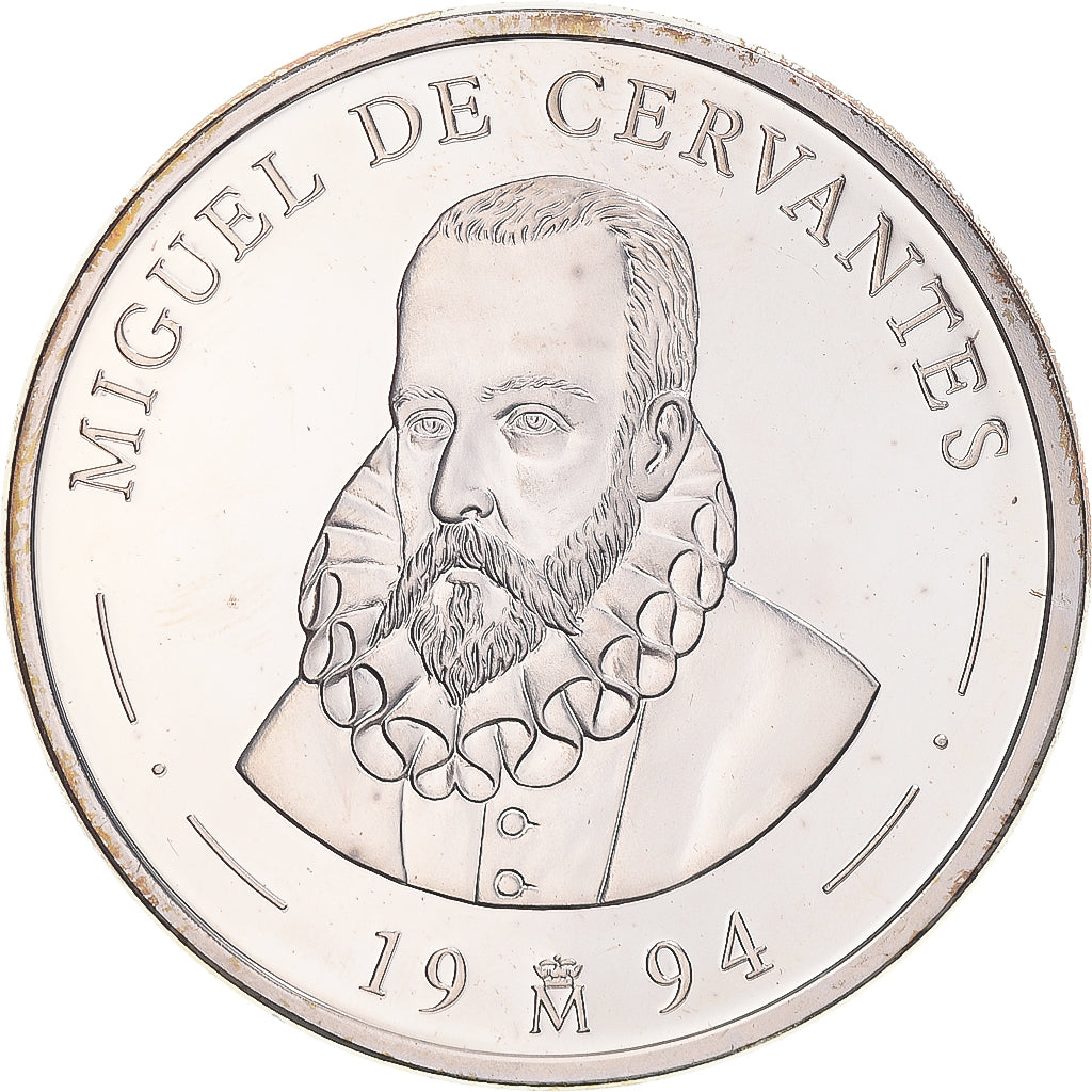 Moneta, Hiszpania, 5 Ecu, 1994, Cervantes - Don Quichotte,BE, MS(65-70), Srebro