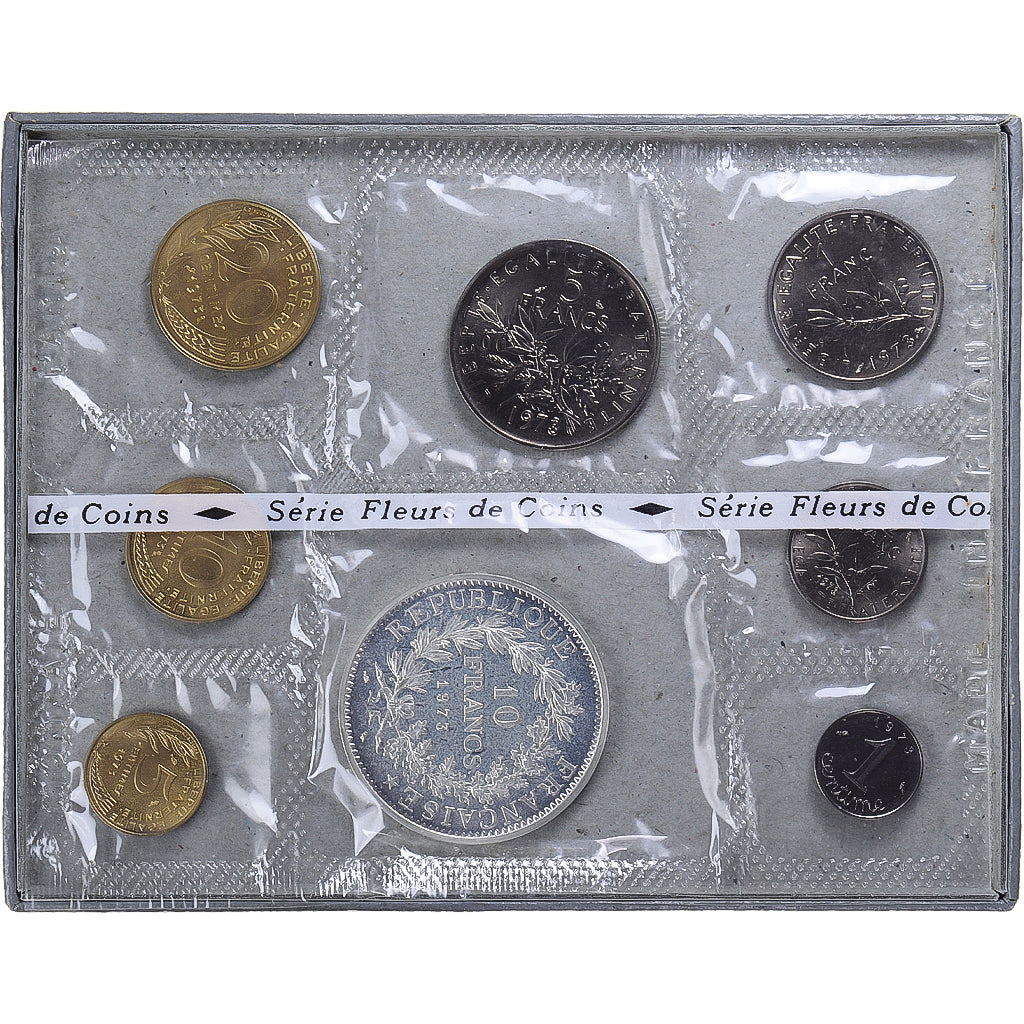 Monnaie, France, Coffret 1 c. à 10 frs., 1973, Monnaie de Paris, FDC, FDC