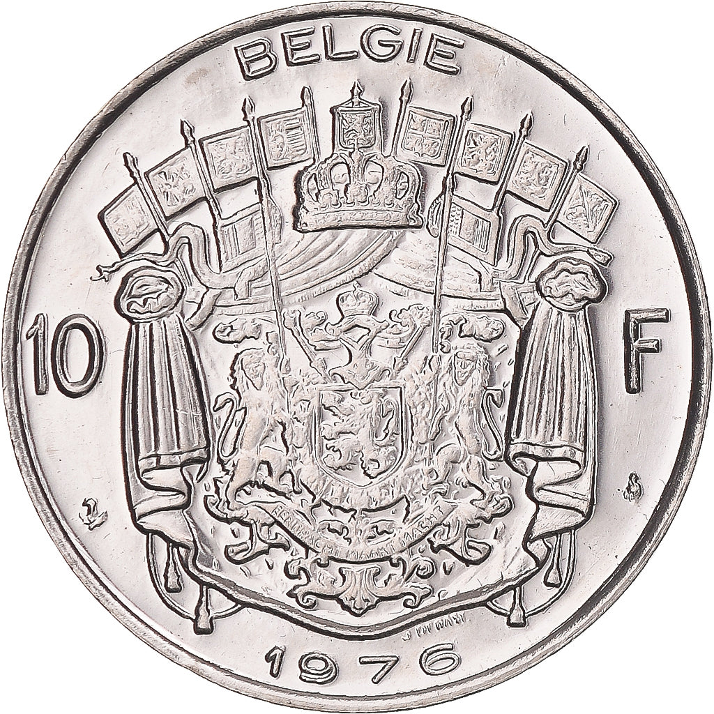 Coin, Belgium, 10 Francs, 10 Frank, 1976, Brussels, MS(60-62), Nickel, KM:156.1