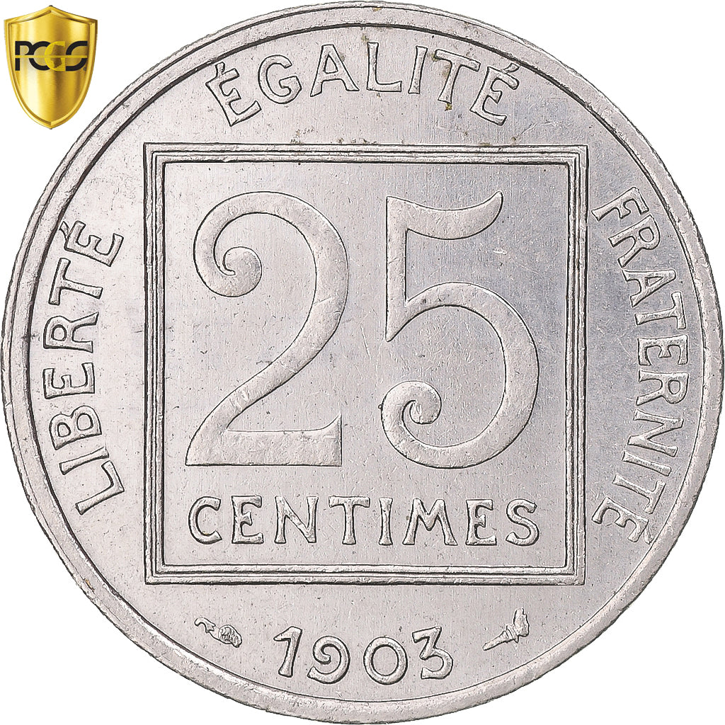 Münze, Frankreich, Patey, 25 Centimes, 1903, Paris, PCGS, MS64, UNZ+, Nickel