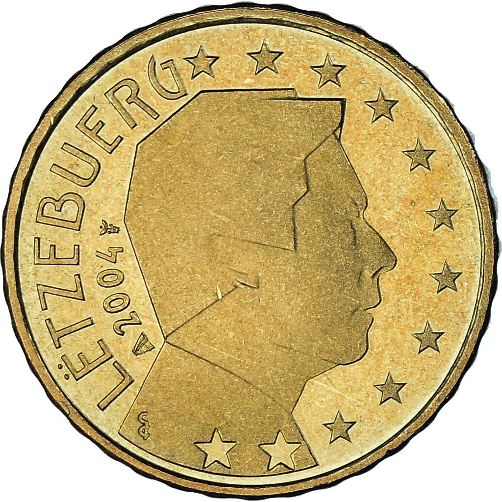 Luxemburgo, 10 Euro Cent, 2004, Utrecht, AU(55-58), Latão, KM:78