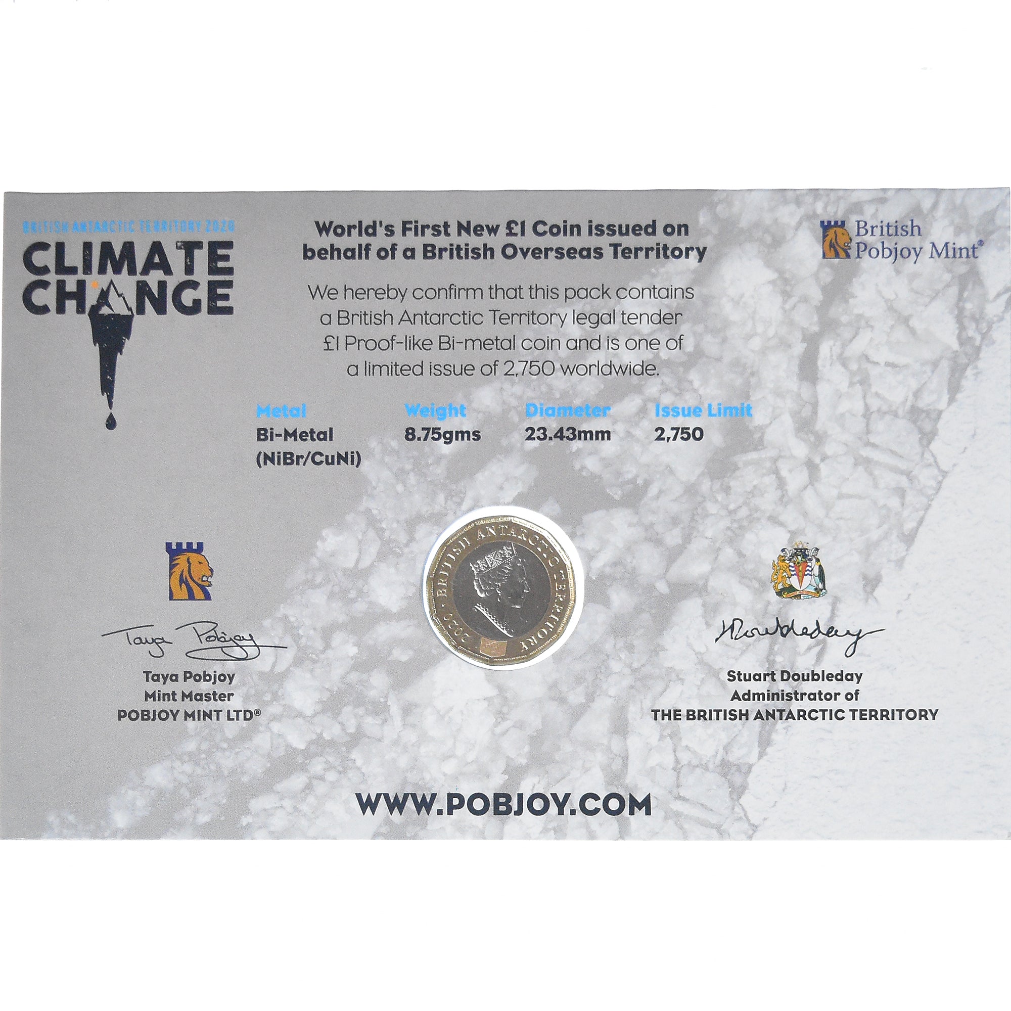 Moneda, British Antarctic Territory, Pound, 2020, Pobjoy Mint, Changement